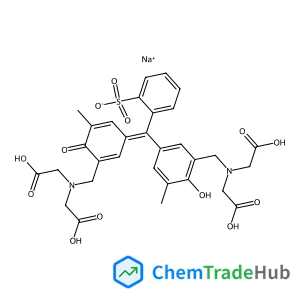 Sodium 2-[(E)-(3-{[bis(carboxymethyl)amino]methyl}-4-hydroxy-5-methylphenyl)(3-{[bis(carboxymethyl)amino]methyl}-5-methyl-4-oxo-2,5-cyclohexadien-1-ylidene)methyl]benzenesulfonate