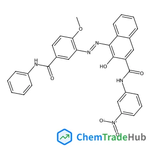 3-Hydroxy-4-{(E)-[2-methoxy-5-(phenylcarbamoyl)phenyl]diazenyl}-N-(3-nitrophenyl)-2-naphthamide