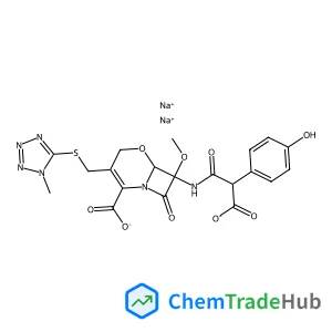 disodium;(6R,7R)-7-[[2-carboxylato-2-(4-hydroxyphenyl)acetyl]amino]-7-methoxy-3-[(1-methyltetrazol-5-yl)sulfanylmethyl]-8-oxo-5-oxa-1-azabicyclo[4.2.0]oct-2-ene-2-carboxylate