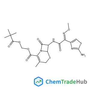 [(2,2-Dimethylpropanoyl)oxy]methyl (6R,7R)-7-{[(2Z)-2-(2-amino-1,3-thiazol-4-yl)-2-(methoxyimino)acetyl]amino}-3-methyl-8-oxo-5-thia-1-azabicyclo[4.2.0]oct-2-ene-2-carboxylate