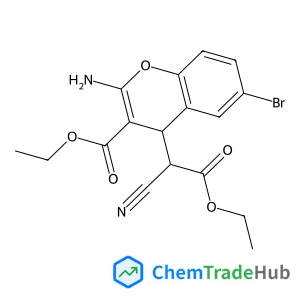 Ethyl 2-amino-6-bromo-4-(1-cyano-2-ethoxy-2-oxoethyl)-4H-chromene-3-carboxylate Chemical_Structure_Of