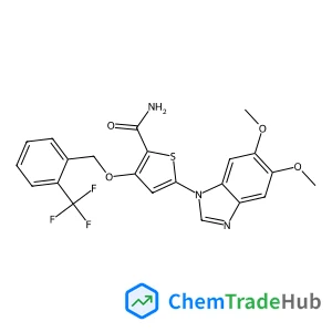 5-(5,6-Dimethoxy-1H-benzimidazol-1-yl)-3-{[2-(trifluoromethyl)benzyl]oxy}-2-thiophenecarboxamide
