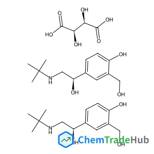 (2R,3R)-2,3-Dihydroxysuccinic acid - 2-(hydroxymethyl)-4-{(1R)-1-hydroxy-2-[(2-methyl-2-propanyl)amino]ethyl}phenol (1:2)