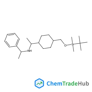 (1R)-N-((1R)-1-Phenylethyl)-1-[4-(tert-butyldimethylsilyloxymethyl)cyclohexyl]ethan-1-amine structure