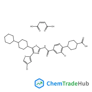 1-(3-Chloro-5-{[4-(4-chloro-2-thienyl)-5-(4-cyclohexyl-1-piperazinyl)-1,3-thiazol-2-yl]carbamoyl}-2-pyridinyl)-4-piperidinecarboxylic acid (2Z)-2-butenedioate (1:1)