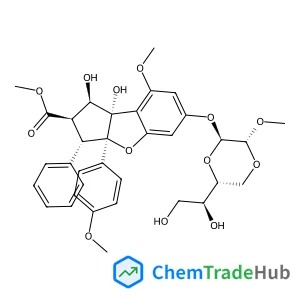 Methyl (1R,2R,3S,3aR,8bS)-6-({(2S,3R,6R)-6-[(1S)-1,2-dihydroxyethyl]-3-methoxy-1,4-dioxan-2-yl}oxy)-1,8b-dihydroxy-8-methoxy-3a-(4-methoxyphenyl)-3-phenyl-2,3,3a,8b-tetrahydro-1H-benzo[b]cyclopenta[d]
furan-2-carboxylate