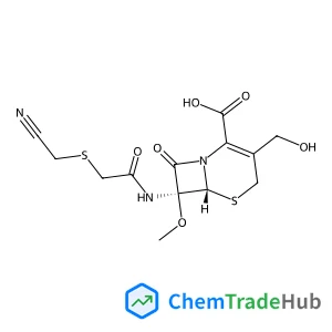 (6R,7S)-7-({[(Cyanomethyl)sulfanyl]acetyl}amino)-3-(hydroxymethyl)-7-methoxy-8-oxo-5-thia-1-azabicyclo[4.2.0]oct-2-ene-2-carboxylic acid