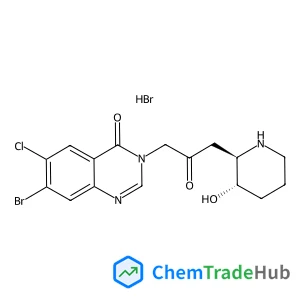 (+/-)-trans-7-Bromo-6-chloro-3-(3-(3-hydroxy-2-piperidyl)-acetonyl)-4(3H)-quinazolinone monohydrobromide