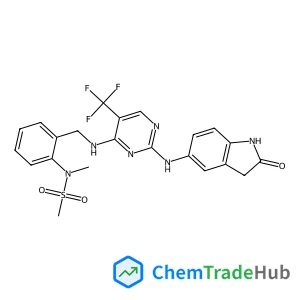 N-Methyl-N-{2-[({2-[(2-oxo-2,3-dihydro-1H-indol-5-yl)amino]-5-(trifluoromethyl)-4-pyrimidinyl}amino)methyl]phenyl}methanesulfonamide