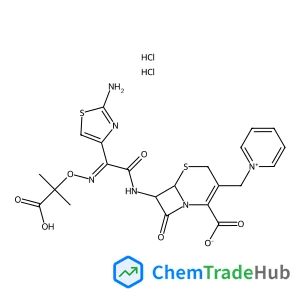 (6R,7R)-7-{[(2Z)-2-(2-Amino-1,3-thiazol-4-yl)-2-{[(2-carboxy-2-propanyl)oxy]imino}acetyl]amino}-8-oxo-3-(1-pyridiniumylmethyl)-5-thia-1-azabicyclo[4.2.0]oct-2-ene-2-carboxylate dihydrochloride