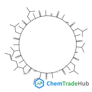 33-[(4E)-1-Hydroxy-2-methyl-4-hexen-1-yl]-6,9,18,24-tetraisobutyl-3,21-diisopropyl-1,4,7,10,12,15,19,25,28-nonamethyl-30-propyl-1,4,7,10,13,16,19,22,25,28,31-undecaazacyclotritriacontane-2,5,8,11,14,1
7,20,23,26,29,32-undecone