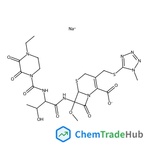 Sodium (6R,7S)-7-({N-[(4-ethyl-2,3-dioxo-1-piperazinyl)carbonyl]-D-threonyl}amino)-7-methoxy-3-{[(1-methyl-1H-tetrazol-5-yl)sulfanyl]methyl}-8-oxo-5-thia-1-azabicyclo[4.2.0]oct-2-ene-2-carboxylate