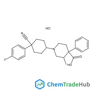 (3S,4R)-1-[cis-4-Cyano-4-(4-fluorophenyl)cyclohexyl]-3-methyl-4-phenyl-4-piperidinecarboxylic acid hydrochloride (1:1)
