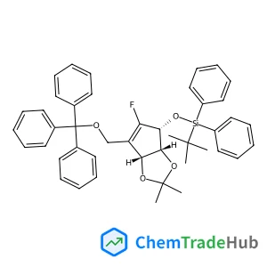 ({(3aR,4R,6aR)-5-Fluoro-2,2-dimethyl-6-[(trityloxy)methyl]-4,6a-dihydro-3aH-cyclopenta[d][1,3]dioxol-4-yl}oxy)(2-methyl-2-propanyl)diphenylsilane