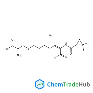 Sodium (2Z)-7-{[(2R)-2-amino-2-carboxyethyl]sulfanyl}-2-({[(1S)-2,2-dimethylcyclopropyl]carbonyl}amino)-2-heptenoate structure