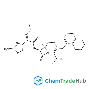 (6R,7R)-7-{[(2Z)-2-(2-Amino-1,3-thiazol-4-yl)-2-(methoxyimino)acetyl]amino}-8-oxo-3-(5,6,7,8-tetrahydro-1-quinoliniumylmethyl)-5-thia-1-azabicyclo[4.2.0]oct-2-ene-2-carboxylate