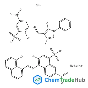 Chromate(3-), [3-[(4,5-dihydro-3-methyl-5-oxo-1-phenyl-1H-pyrazol-4-yl)azo]-2-hydroxy-5-nitrobenzenesulfonato(3-)][3-hydroxy-4-[(2-hydroxy-1-naphthalenyl)azo]-7-nitro-1-naphthalenesulfonato(3-)]-, sodium
