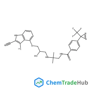 N-{2-[(3-{[2-Cyano-3-(~125~I)iodo-1H-indol-4-yl]oxy}-2-hydroxypropyl)amino]-2-methylpropyl}-4-[3-(trifluoromethyl)-3H-diaziren-3-yl]benzamide