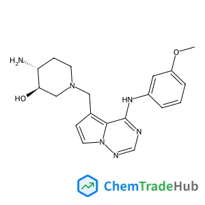 (3R,4R)-4-Amino-1-({4-[(3-methoxyphenyl)amino]pyrrolo[2,1-f][1,2,4]triazin-5-yl}methyl)-3-piperidinol