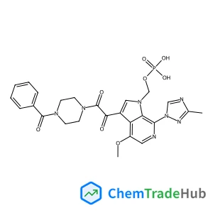 {3-[(4-Benzoyl-1-piperazinyl)(oxo)acetyl]-4-methoxy-7-(3-methyl-1H-1,2,4-triazol-1-yl)-1H-pyrrolo[2,3-c]pyridin-1-yl}methyl dihydrogen phosphate