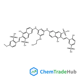4-Hydroxy-7-({4-[(2-hydroxyethyl)amino]-6-({5-hydroxy-6-[(E)-(2-hydroxy-5-sulfophenyl)diazenyl]-7-sulfo-2-naphthyl}amino)-1,3,5-triazin-2-yl}amino)-3-[(E)-(4-methoxy-2-sulfophenyl)diazenyl]-2-naphthal
enesulfonic acid