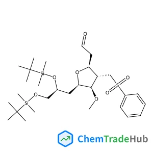 {(2S,3S,4R,5R)-5-[(2S)-2,3-Bis{[dimethyl(2-methyl-2-propanyl)silyl]oxy}propyl]-4-methoxy-3-[(phenylsulfonyl)methyl]tetrahydro-2-furanyl}acetaldehyde (non-preferred name)