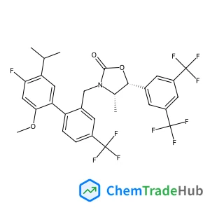 (4S,5R)-5-[3,5-Bis(trifluoromethyl)phenyl]-3-{[4'-fluoro-5'-isopropyl-2'-methoxy-4-(trifluoromethyl)-2-biphenylyl]methyl}-4-methyl-1,3-oxazolidin-2-one