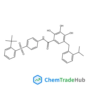 2,3,4-Trihydroxy-5-(2-isopropylbenzyl)-N-(4-{[2-(2-methyl-2-propanyl)phenyl]sulfonyl}phenyl)benzamide