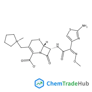 (6R,7R)-7-{[(2Z)-2-(2-Amino-1,3-thiazol-4-yl)-2-(methoxyimino)acetyl]amino}-3-[(1-methyl-1-pyrrolidiniumyl)methyl]-8-oxo-5-thia-1-azabicyclo[4.2.0]oct-2-ene-2-carboxylate