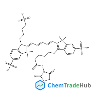 4-{2-[(1E,3E,5E)-5-(1-{6-[(2,5-Dioxo-1-pyrrolidinyl)oxy]-6-oxohexyl}-3,3-dimethyl-5-sulfo-1,3-dihydro-2H-indol-2-ylidene)-1,3-pentadien-1-yl]-3,3-dimethyl-5-sulfo-3H-indolium-1-yl}-1-butanesulfonate