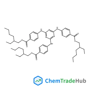 Tris(2-ethylhexyl) 4,4',4''-(1,3,5-triazine-2,4,6-triyltriimino)tribenzoate structure