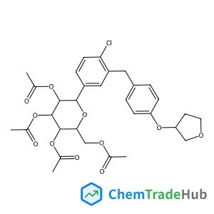 (2R,3R,4R,5S,6S)-2-(acetoxymethyl)-6-(4-chloro-3-(4-(((S)-tetrahydrofuran-3-yl)oxy)benzyl)phenyl)tetrahydro-2H-pyran-3,4,5-triyl triacetate