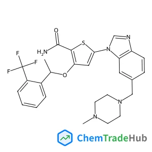 (R)-5-(6-((4-methylpiperazin-1-yl)methyl)-1H-benzo[d]imidazol-1-yl)-3-(1-(2-(trifluoromethyl)phenyl)ethoxy)thiophene-2-carboxamide