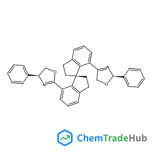 (4S,4'S)-2,2'-[(1S)-2,2',3,3'-Tetrahydro-1,1'-spirobi[1H-indene]-7,7'-diyl]bis[4,5-dihydro-4-phenyloxazole] structure