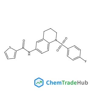 N-{1-[(4-Fluorophenyl)sulfonyl]-1,2,3,4-tetrahydro-6-quinolinyl}-2-thiophenecarboxamide structure