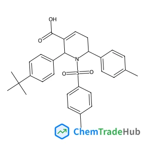 (2S,6S)-6-(4-tert-butylphenyl)-2-(4-methylphenyl)-1-(4-methylphenyl)sulfonyl-3,6-dihydro-2H-pyridine-5-carboxylic acid structure